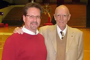 Tom Blair with Bill Cook at Cook Hall, the Indiana University basketball facility built with a donation made in honor of more than 10,000 Cook Group employees.