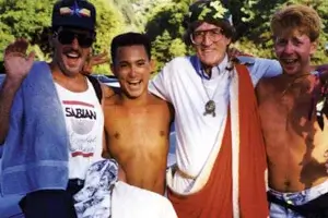 Cook poses with Star members as Caesar. From King Belshazaar to Uncle Sam, Cook attended events each summer costumed in the theme of the corps' production.