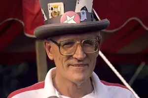 Cook poses in his 'joker's hat,' a favorite of his to wear during Star of Indiana's circus-themed show in 1987.