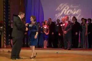 Deb New congratulated by Indy Mayor Greg Ballard.